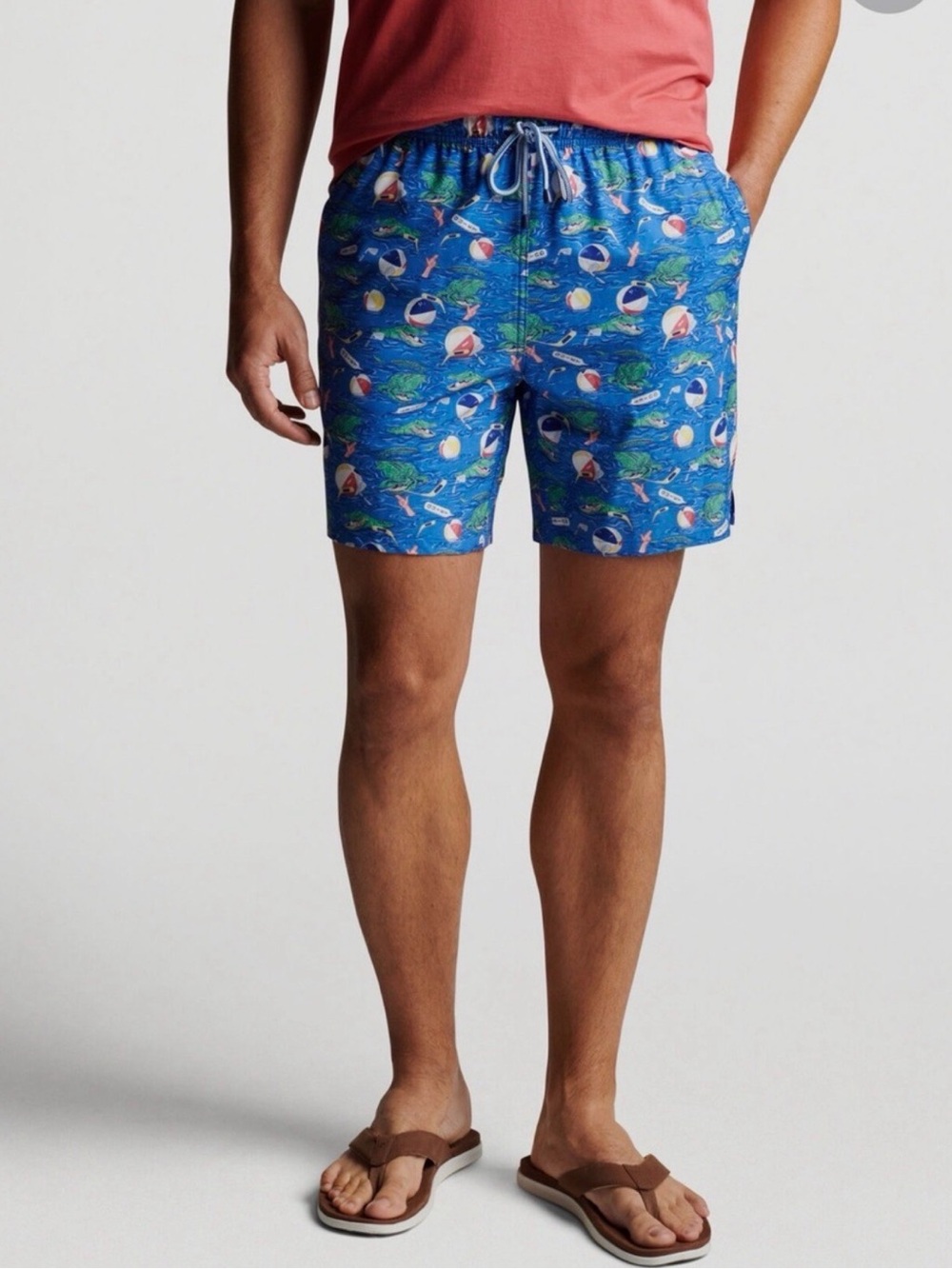 Peter Millar Golf Gator Men's Blue Swim Trunks — Medium 7” inseam